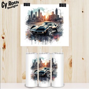 1974 Chevy Corvette Color Sublimation DTF DTG Print File and BONUS Tumbler File