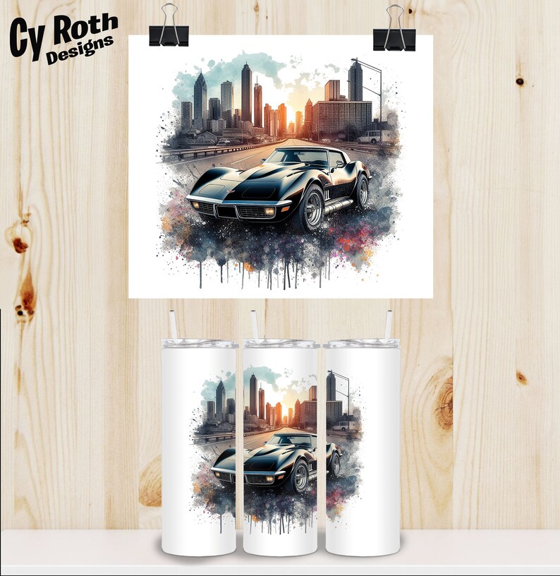 1974 Chevy Corvette Color Sublimation DTF DTG Print File and BONUS Tumbler File