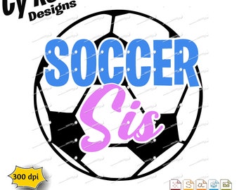 Archivo SVG, PNG, JPG, AI y DXF de Soccer Sis, archivo de corte Silhouette Cricut, DTG y DTF