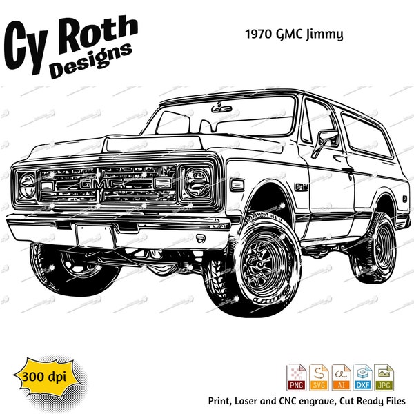 1970 GMC Jimmy svg png jpg ai dxf file, Classic Truck svg