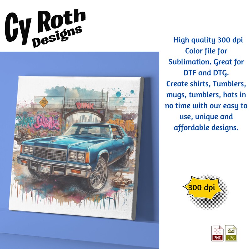 1975 Chevy Caprice Sublimation DTF DTG Print File, T-shirt transfer, Tumbler, Printable Wall Art