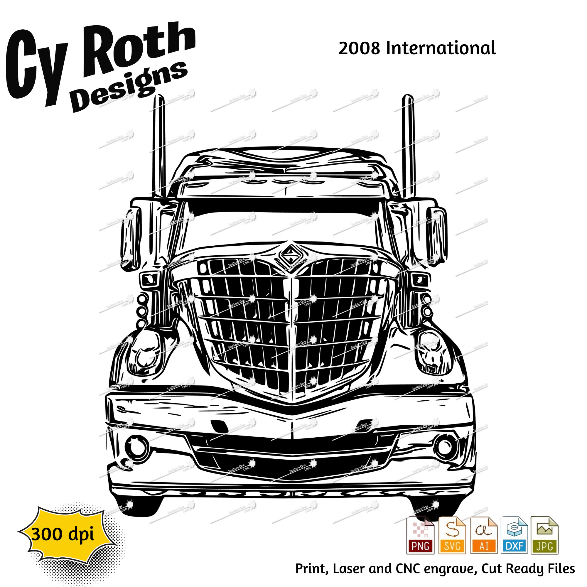 2008 International Svg Png Jpg Ai Dxf File, Semi Truck Svg