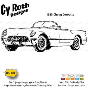1953 Corvette svg png jpg ai dxf file, Vintage Car svg, Chevrolet svg, Chevy svg