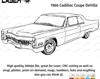 1966 Cadillac Coupe DeVille svg png jpg ai dxf file