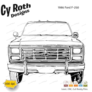 1986 Ford F250 svg png jpg ai dxf file, Classic Car svg, Classic Truck svg, Pick-up Truck svg