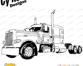 2019 Peterbilt 389 svg png jpg ai dxf file, Truck svg, Trucking, Truck driver