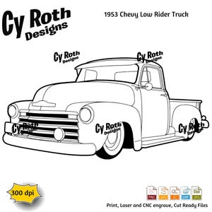 1953 Chevrolet Low Rider Truck svg png jpg ai dxf Fichier téléchargeable