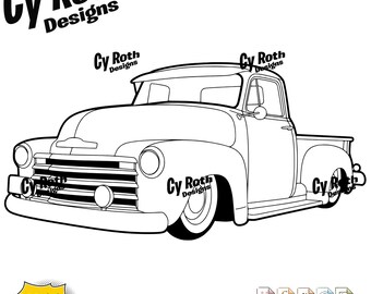 Camioneta Chevy Low Rider de 1953 (formatos svg, png, jpg, ai, dxf) Archivo descargable