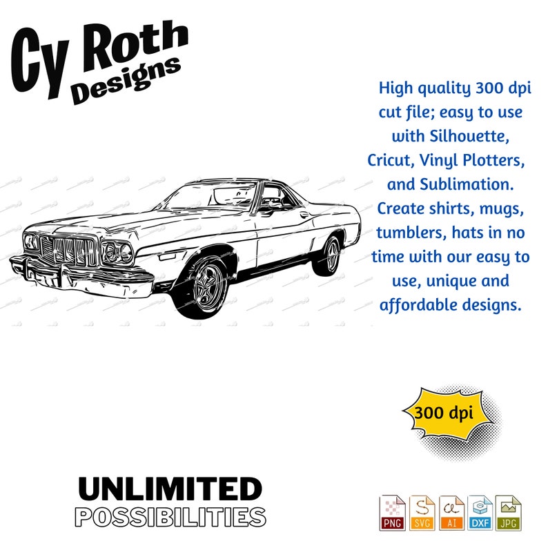 1975 Ford Ranchero Svg Png Jpg Ai Dxf File, Classic, Vintage Car Svg - Etsy