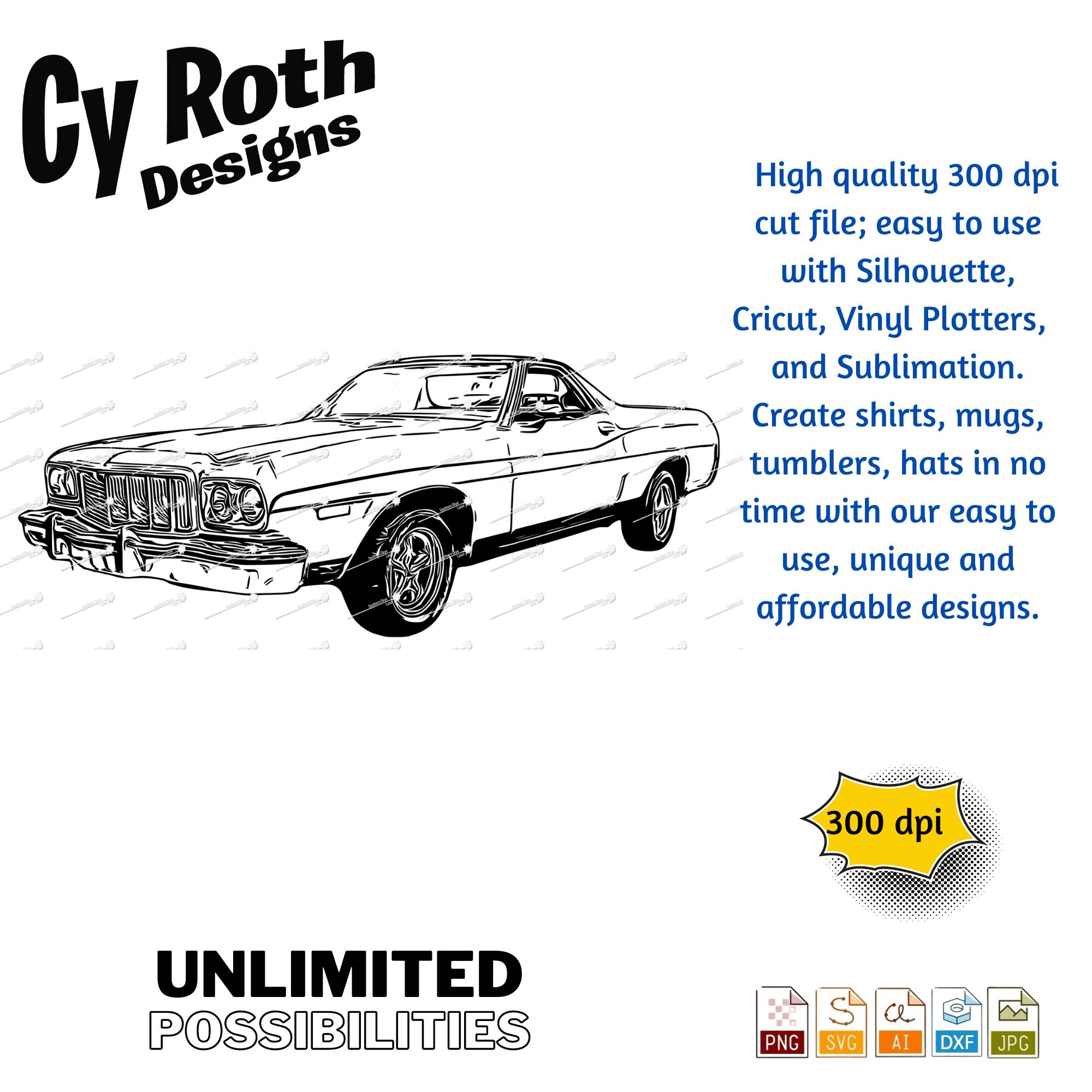 1975 Ford Ranchero Svg Png Jpg Ai Dxf File, Classic, Vintage Car Svg - Etsy