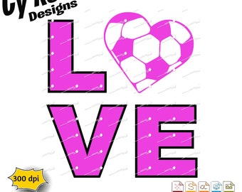Archivo de amor por el fútbol (svg, png, jpg, ai, dxf), archivo de corte Silhouette Cricut, dtg, dtf