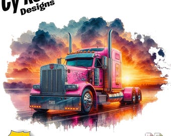 Pink Peterbilt Truck Printable Art: Sublimation & DTF/DTG (Digital Download)