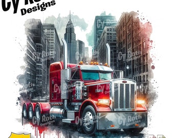 1990 Peterbilt Color Sublimation DTF DTG Print File and BONUS Tumbler File