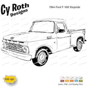 1964 Ford F100 Stepside svg png jpg ai dxf file, Classic Car svg, Classic Truck svg