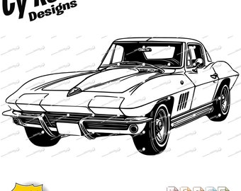 1966 Chevy Corvette svg png jpg ai dxf file, Classic Car svg
