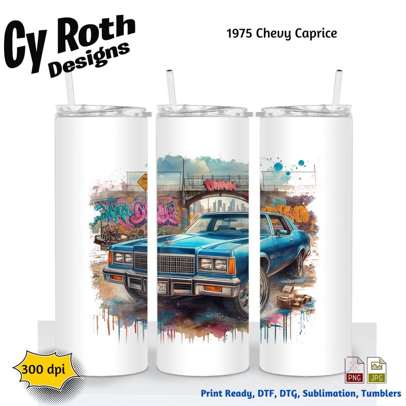 1975 Chevy Caprice Sublimation DTF DTG Print File, T-shirt transfer, Tumbler, Printable Wall Art