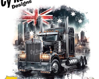 1985 Kenworth with Australian Flag Sublimation dtf, dtg Print File and BONUS Tumbler File