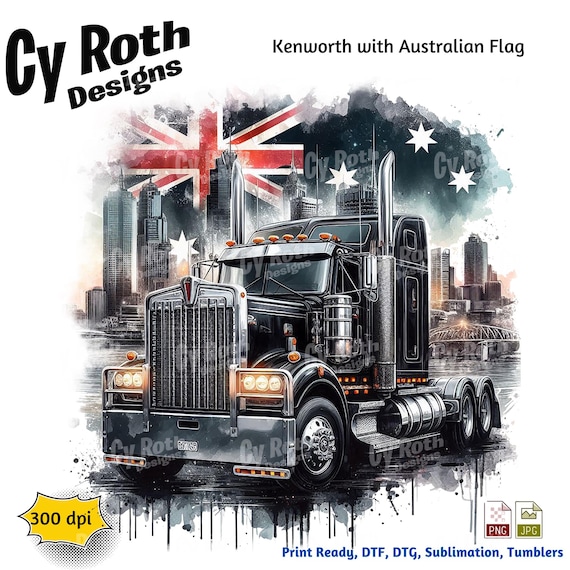 1985 Kenworth With Australian Flag Sublimation Dtf, Dtg Print File