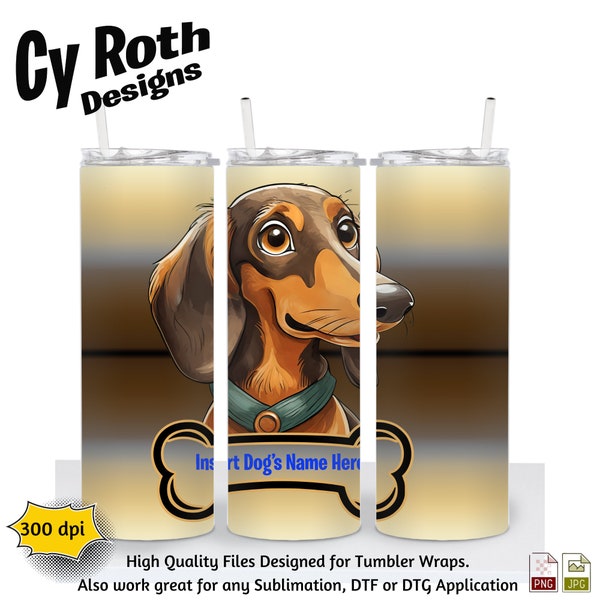 Dachshund Tumbler Wrap, Sublimation, DTF Transfer, DTG File, Print on demand, shirt, mug, poster, canvas, wall art.