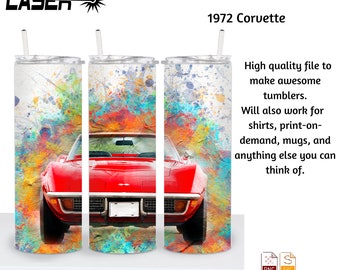1972 Chevy Corvette Sublimation Tumbler Wrap