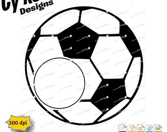 Monograma de fútbol (archivo SVG, PNG, JPG, AI, DXF), archivo de corte Silhouette Cricut, DTG, DTF