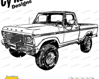 1979 Ford F-150 Pickup Truck svg png jpg ai dxf file, Vintage Truck svg, Classic Truck svg