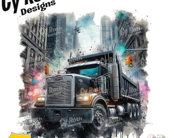 Black Freightliner Dump Truck Color Sublimation DTF DTG Print File and BONUS Tumbler File