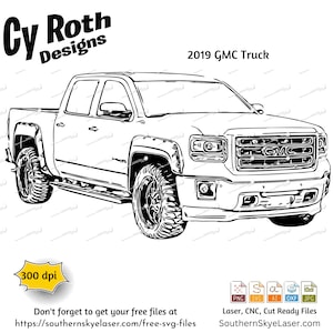 2019 GMC Sierra Pick-up Truck svg png jpg ai dxf file