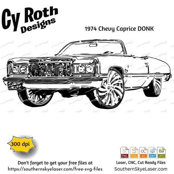 1974 Chevy Caprice DONK svg png jpg ai dxf file, Low Rider svg