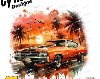 1970 Chevy Chevelle Sublimation DTF DTG Print File and BONUS Tumbler File