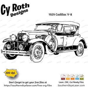 1929 Cadillac V8 svg png jpg ai dxf file