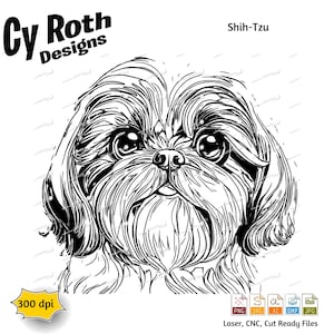 Shih-Tzu svg png jpg ai dxf files, Silhouette Cricut cut file, dtg, dft file