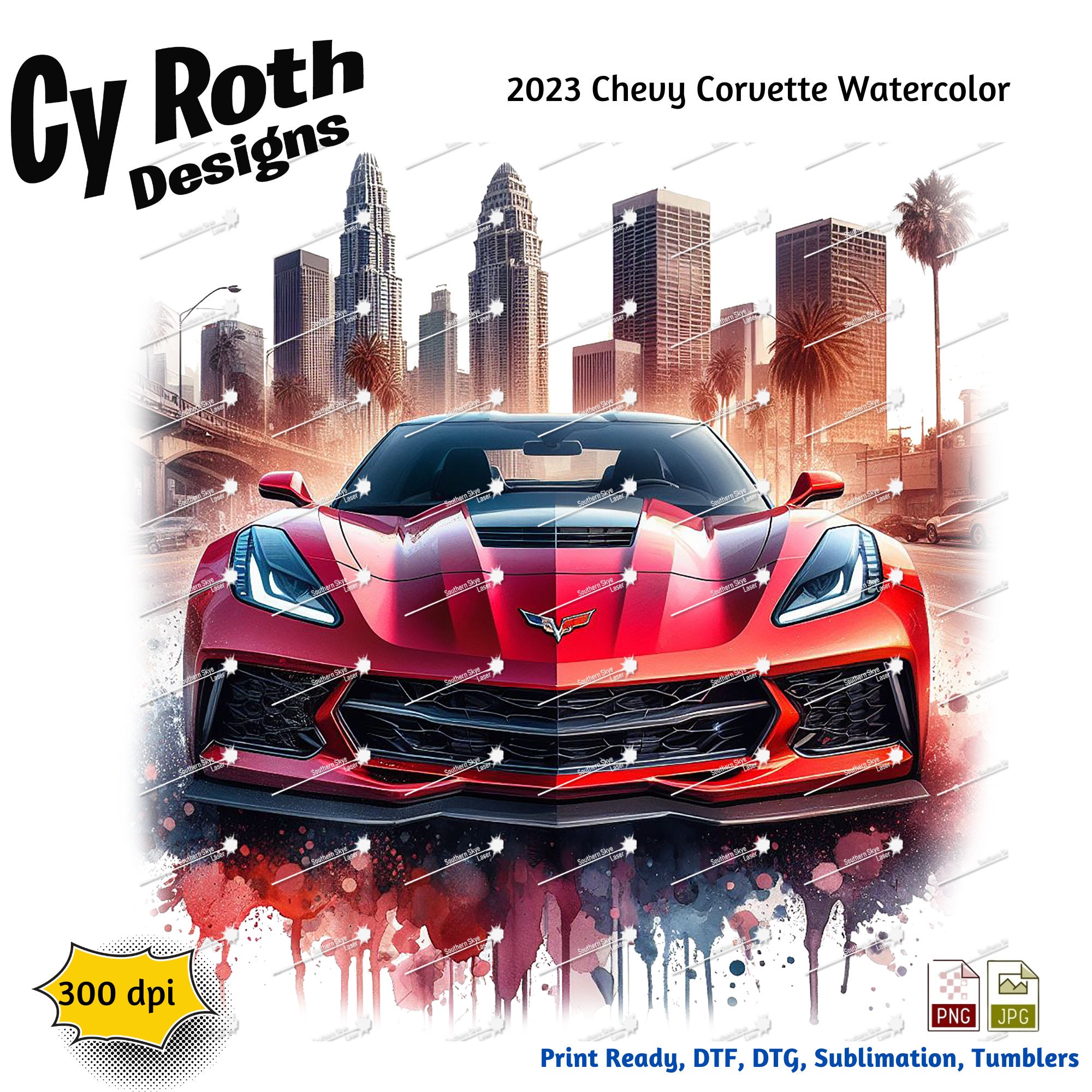 2023 Chevy Corvette Color Sublimation DTF DTG Print File and BONUS Tumbler File