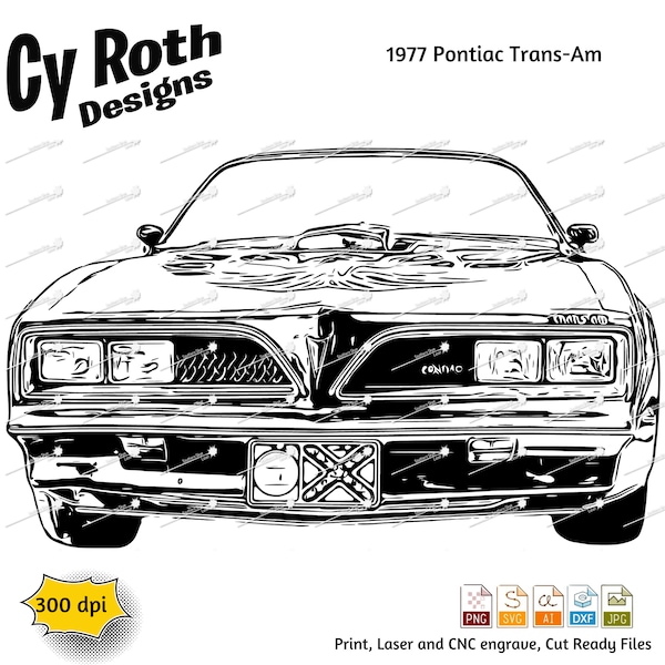 1977 Pontiac Trans Am svg png jpg ai dxf file, Classic Car svg