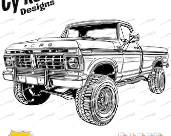 1980 Ford F-350 svg png jpg ai dxf file, Classic Truck svg
