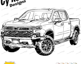 2023 Chevy Silverado Pickup Truck svg png jpg ai dxf file