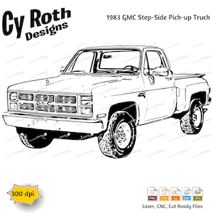 1983 GMC Pick-up Truck svg png jpg ai dxf file, Classic Car svg, Classic Truck svg