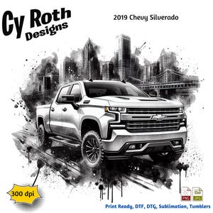 2019 Chevy Silverado Sublimation Print: DTF DTG Transfer, Tumbler Design (Digital Download