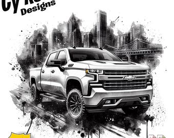 Impresión por sublimación de Chevy Silverado 2019: Transferencia DTF/DTG, diseño para vaso (descarga digital)