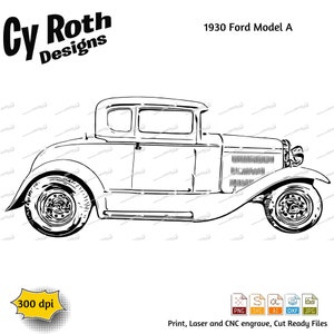 1930 Ford Model A svg png jpg ai dxf file, Vintage Car svg