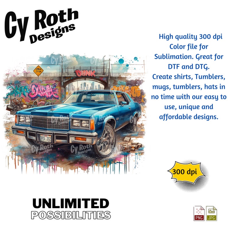 1975 Chevy Caprice Sublimation DTF DTG Print File, T-shirt transfer, Tumbler, Printable Wall Art