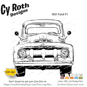 1951 Ford F1 svg png jpg ai dxf file, Vintage Truck svg, Ford Truck svg