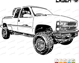1987 Chevy 1500 Pick-up Truck Vector File (svg, png, jpg, ai, dxf)