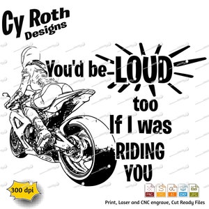 Loud Motorcycle Rider SVG: Woman Biker Cut File (svg, png, jpg, ai, dxf)