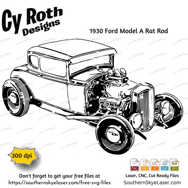 1930 Ford Model A Rat Rod svg png jpg ai dxf file