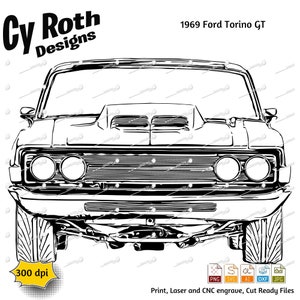 1969 Ford Torino GT svg png jpg ai dxf file, Classic Car svg, Vintage Car svg, Muscle Car svg