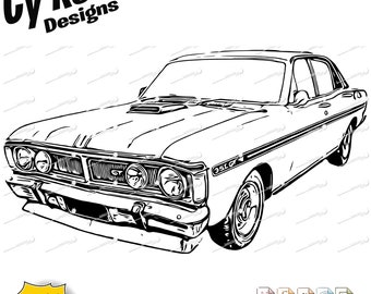 1971 Ford Falcon svg png jpg ai dxf file, Classic Car Truck (Dowloable File)