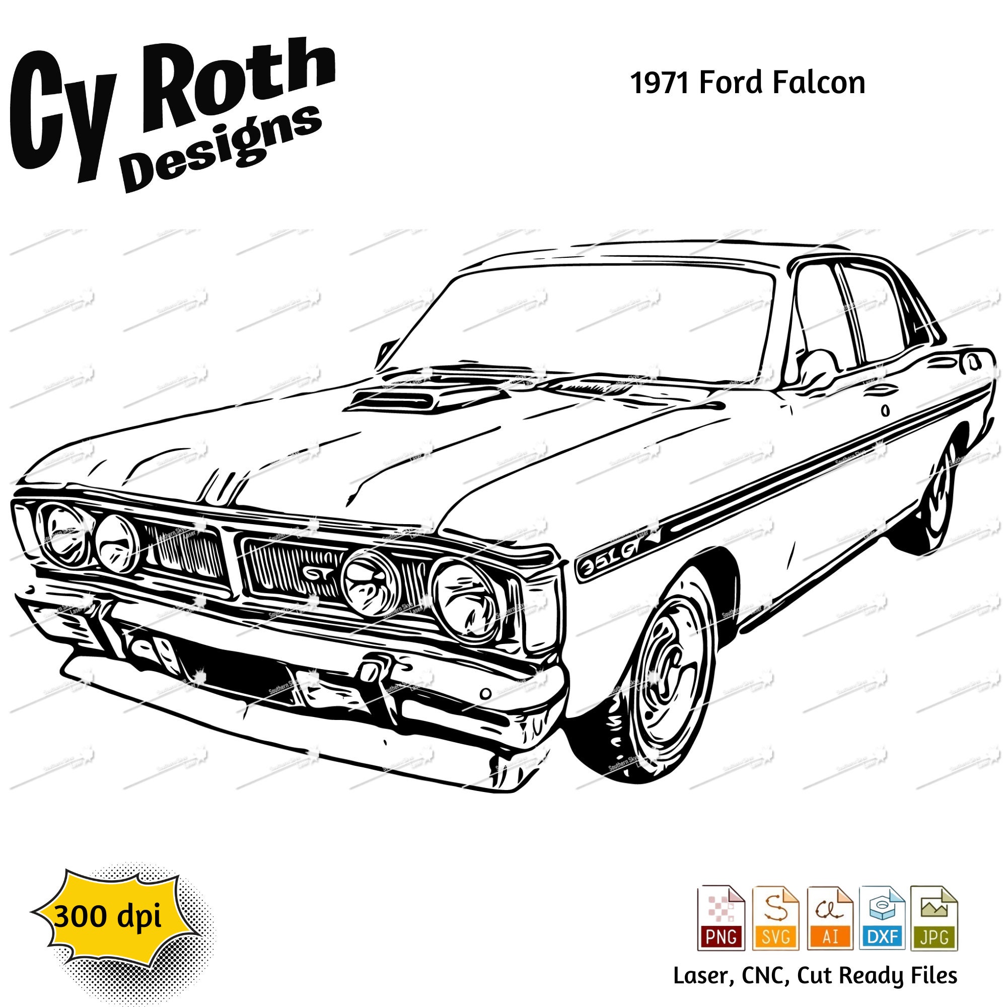 1971 Ford Falcon Svg Png Jpg Ai Dxf File, Classic Car Truck