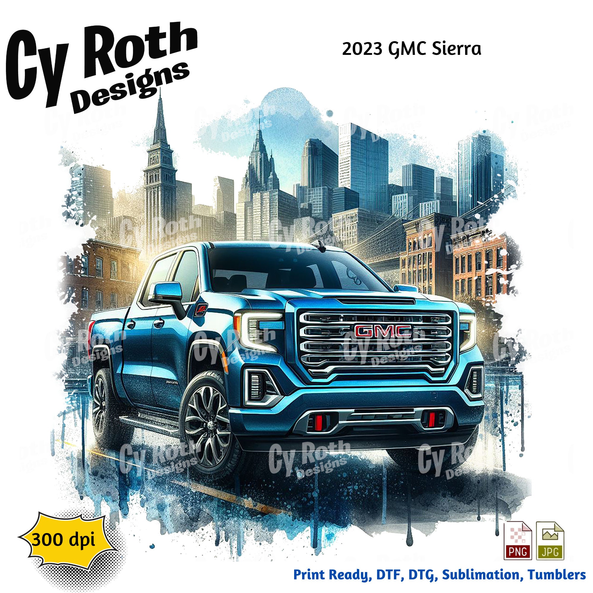 2023 GMC Sierra Sublimation dtf, dtg Print File and BONUS Tumbler File