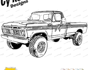 1977 Ford F250 svg png jpg ai dxf file, Truck svg